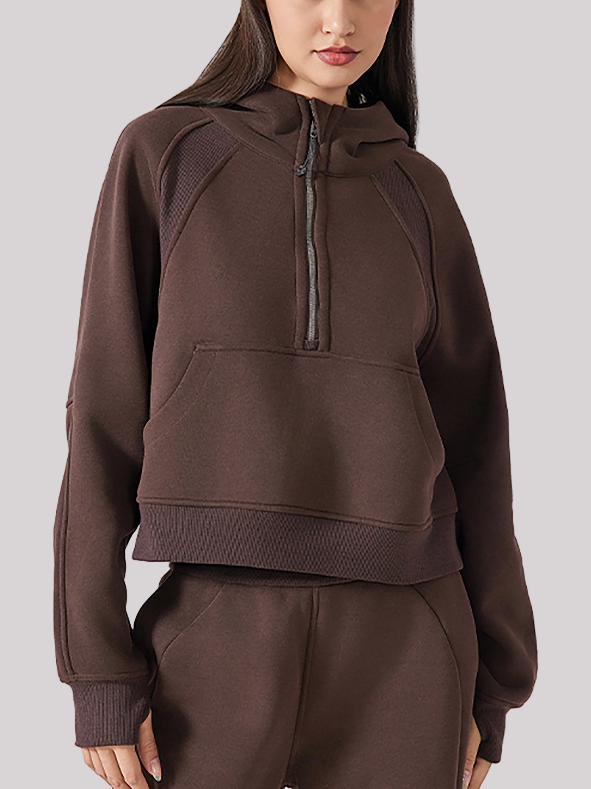 Cropped Half-Zip Hoodie