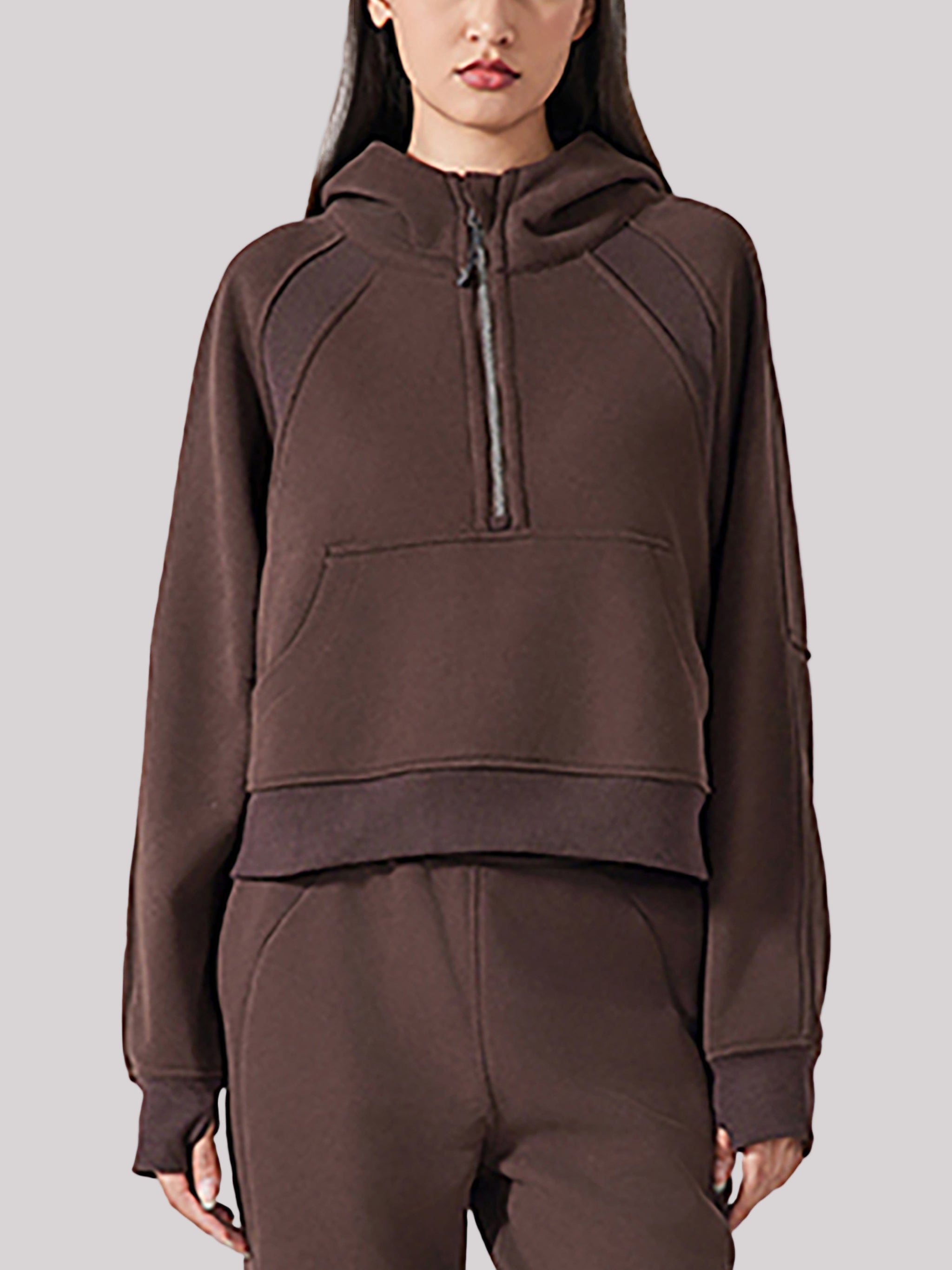 Cropped Half-Zip Hoodie